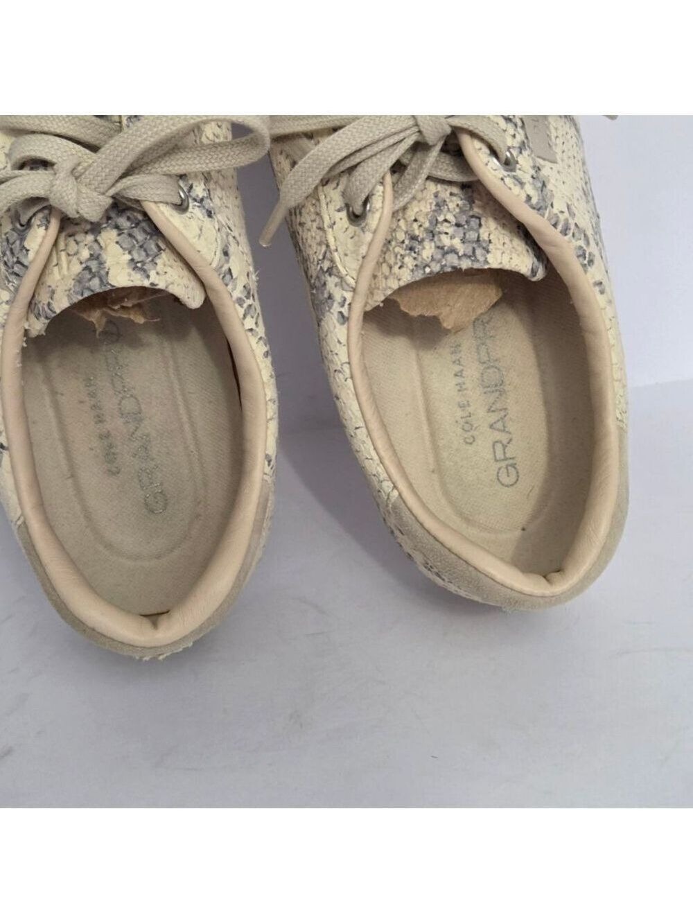 Cole Haan GrandPrø Snakeskin Sneakers Beige Gray Women's Size 8.5 - Picture 7 of 10
